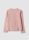 Pink stretch cotton T-shirt with bow embroidery for girls_1