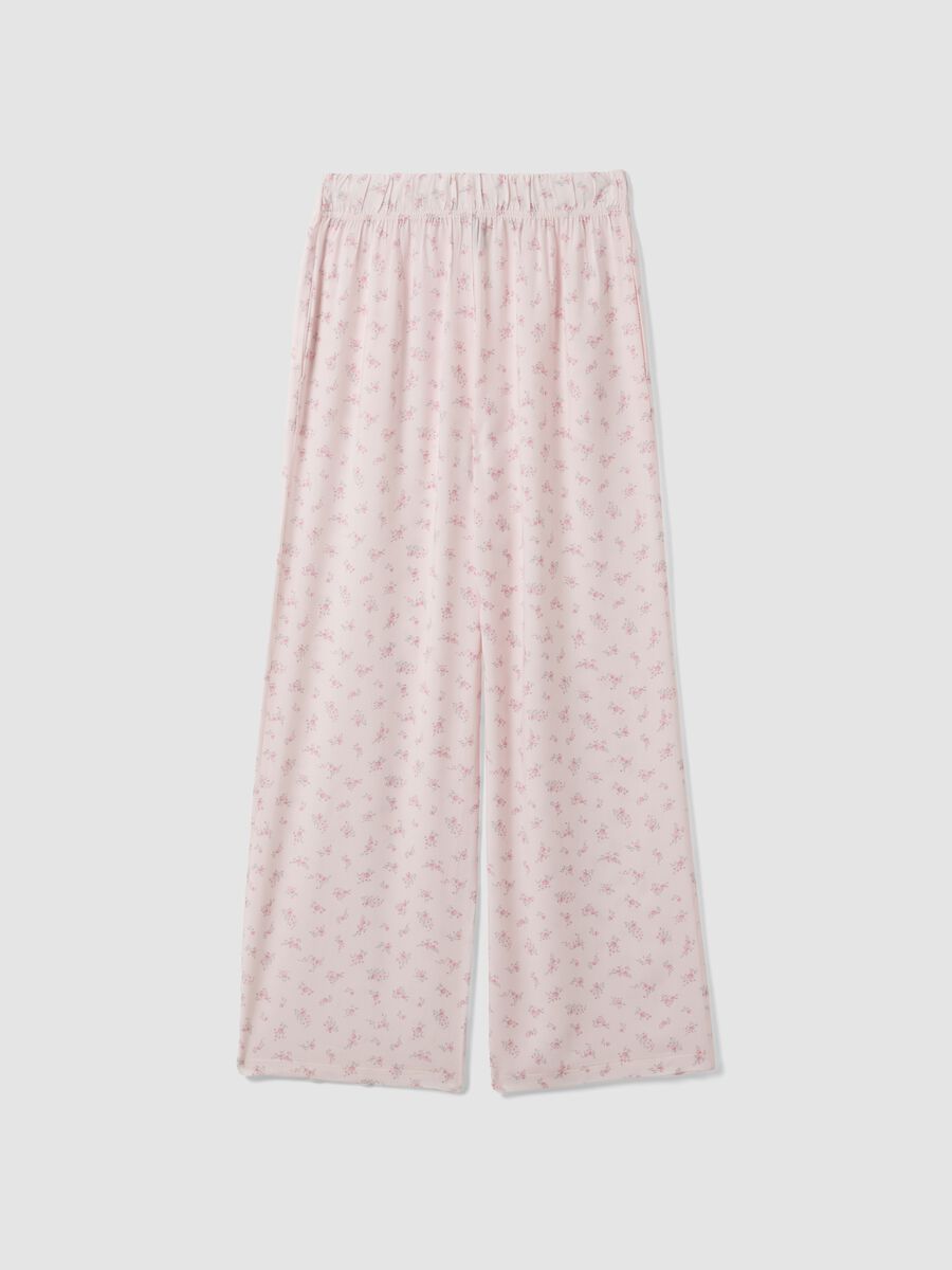 Pink pure viscose floral print pyjama trousers_5