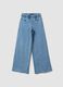 Girls&rsquo; super wide-leg cotton and stretch viscose denim jeggings_0