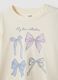 Girls' beige pure cotton t-shirt with bows_2