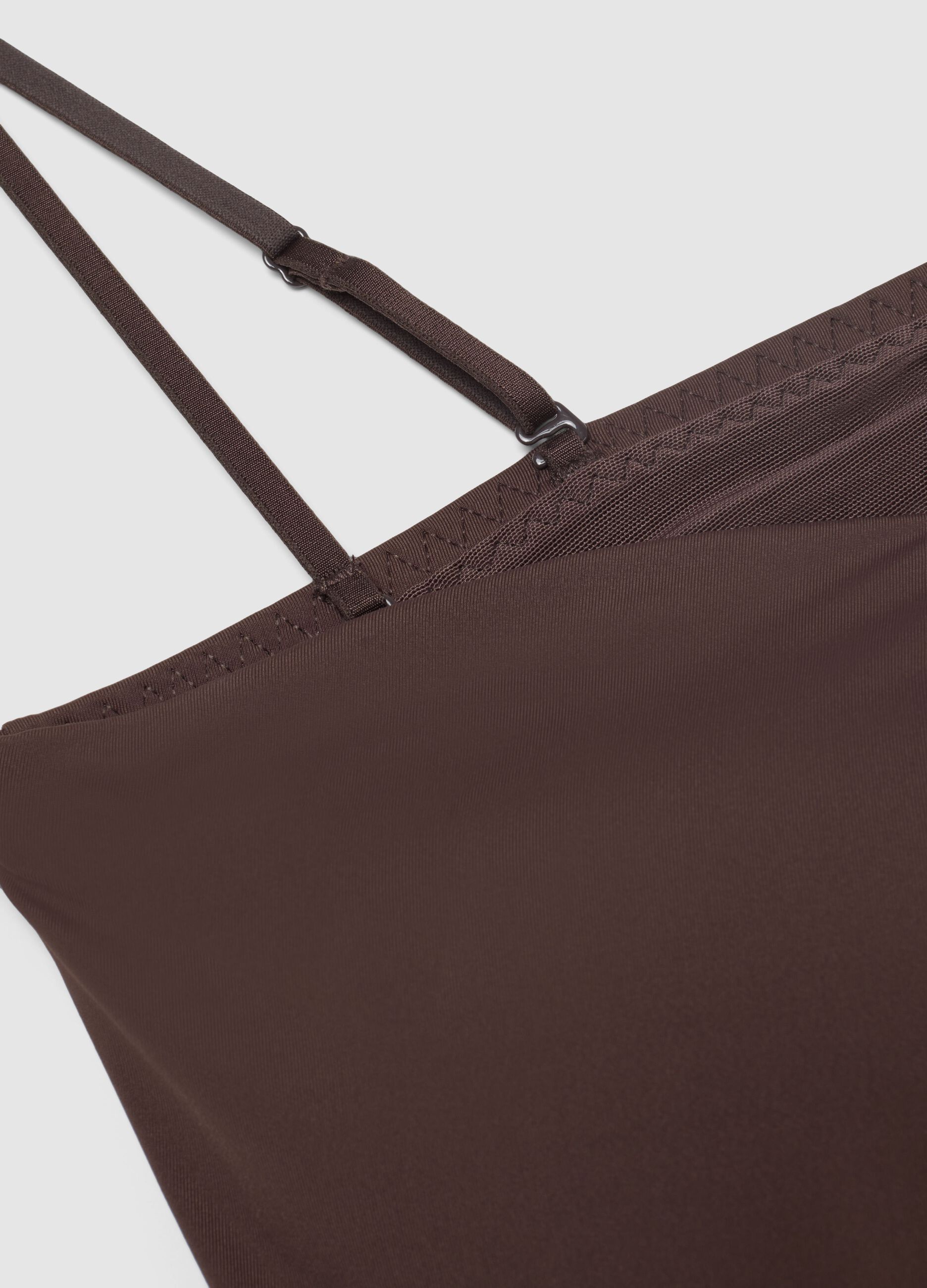 Brown regular fit camisole with square neckline