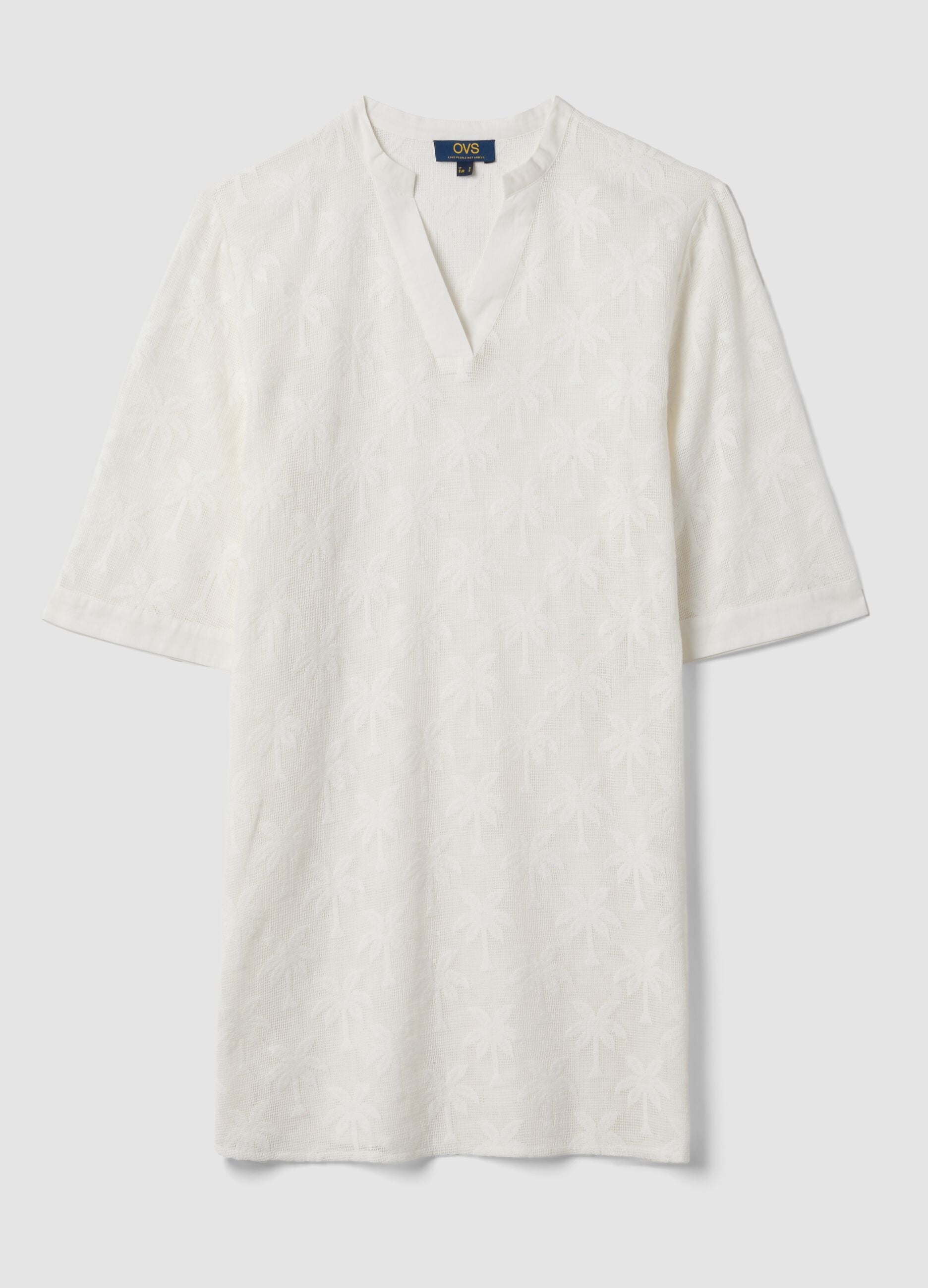 White cotton-blend kaftan