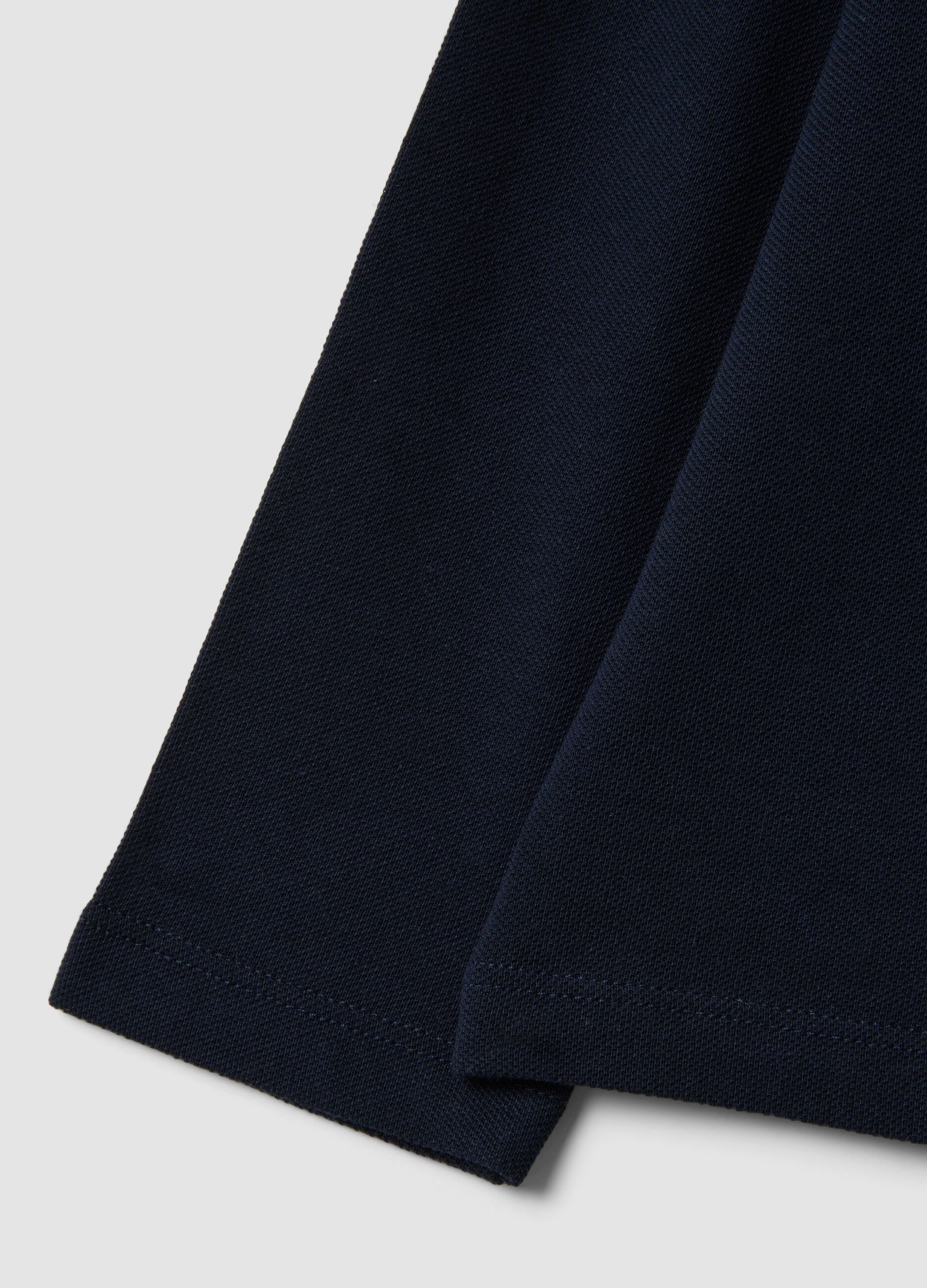 Blue long-sleeve polo in pure organic cotton, regular fit, for boys