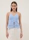 Sky-blue pure cotton regular-fit top with openwork texture_2