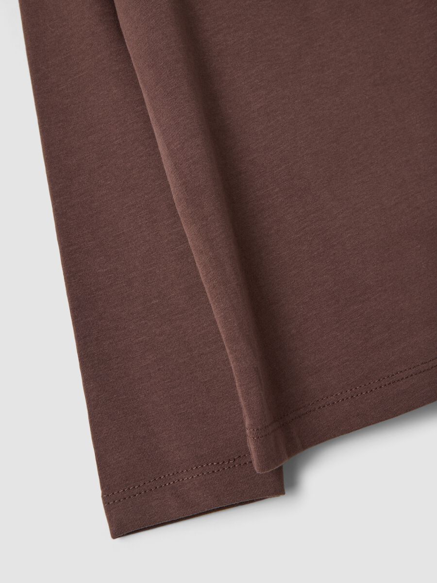 Brown long-sleeve organic stretch cotton crew-neck T-shirt_2