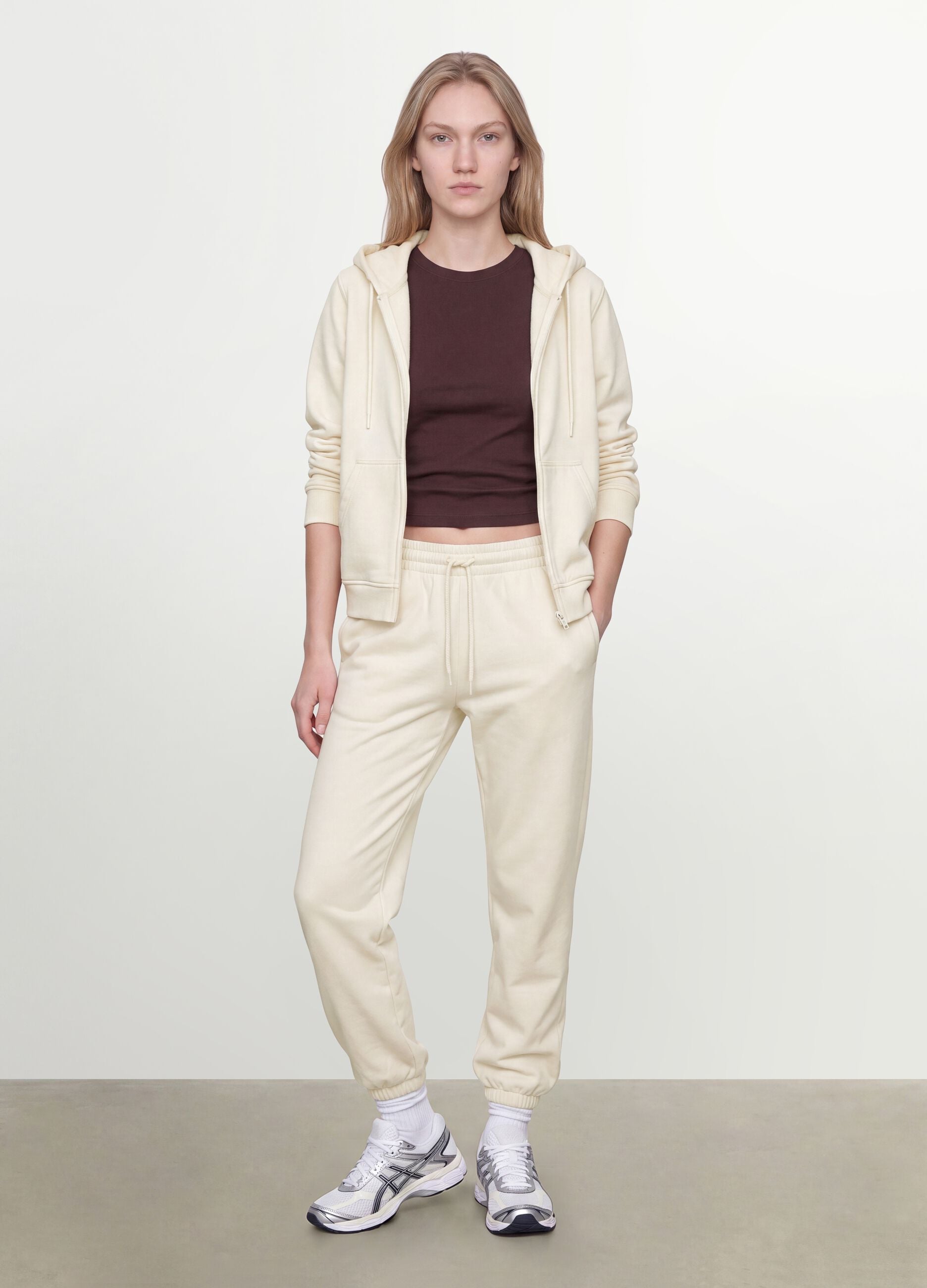 White cotton-blend regular-fit hoodie