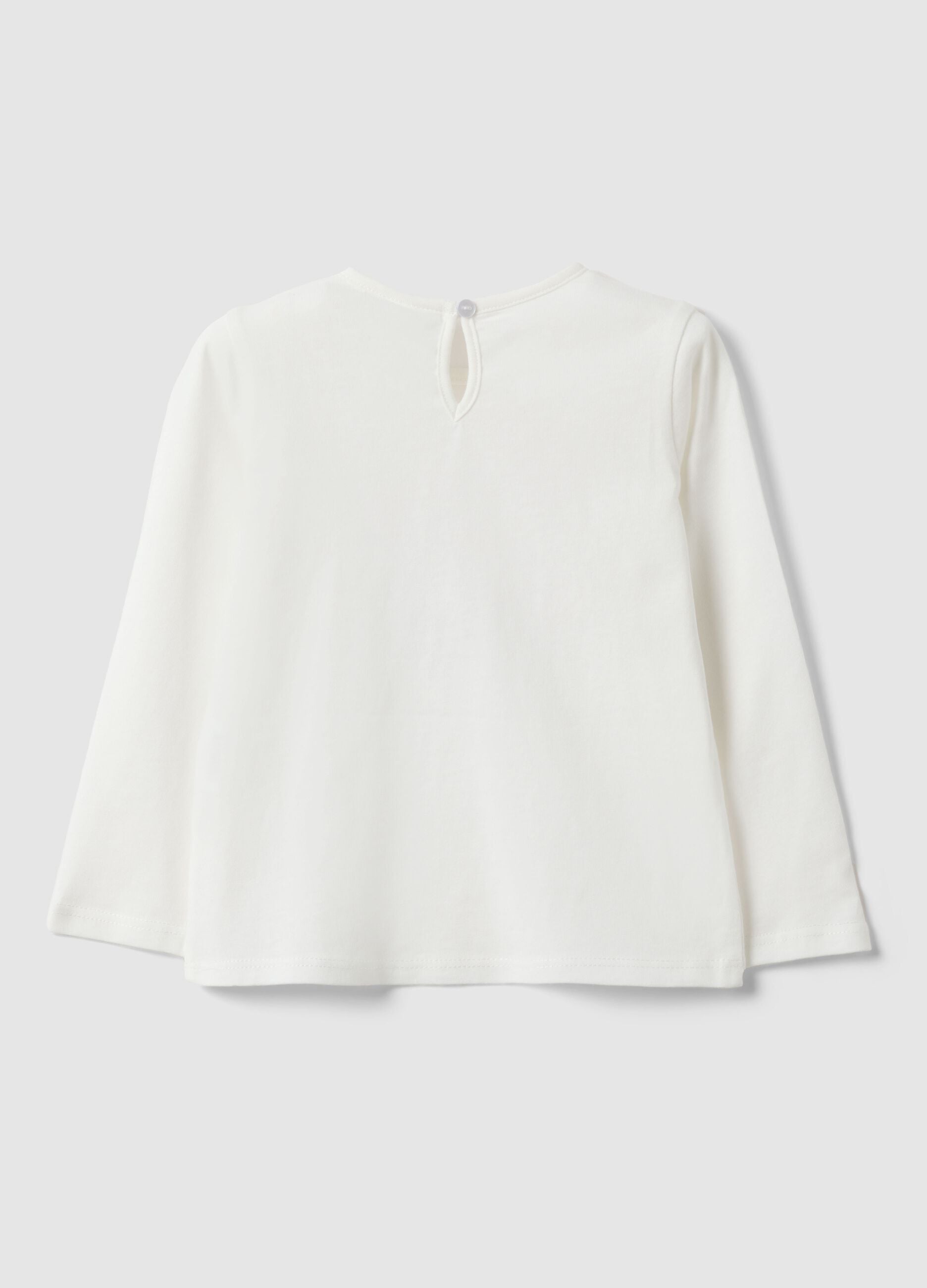 White long-sleeve pure cotton T-shirt