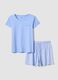 Sky blue regular fit short pyjamas in pure cotton_4