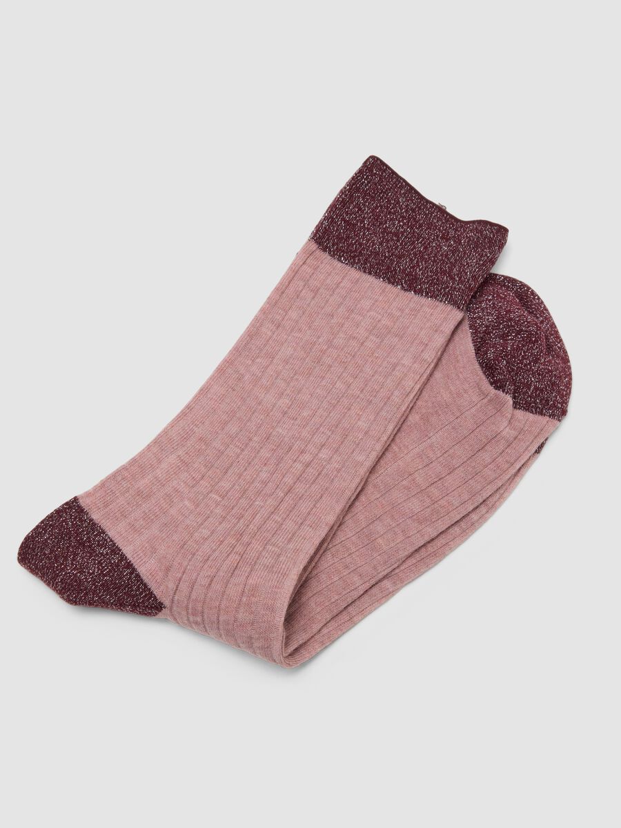 Calzini in cotone elasticizzato rosa a coste_2