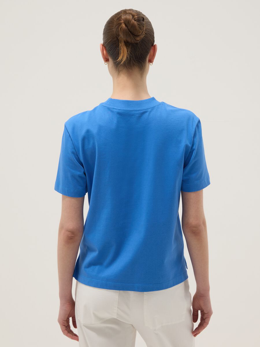 Blue pure cotton regular-fit T-shirt_3
