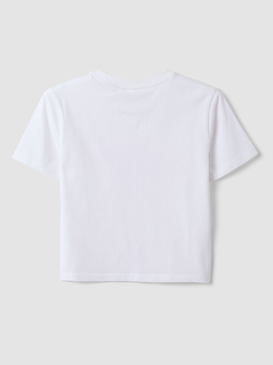 White stretch cotton T-shirt with Sakura print, regular fit_5