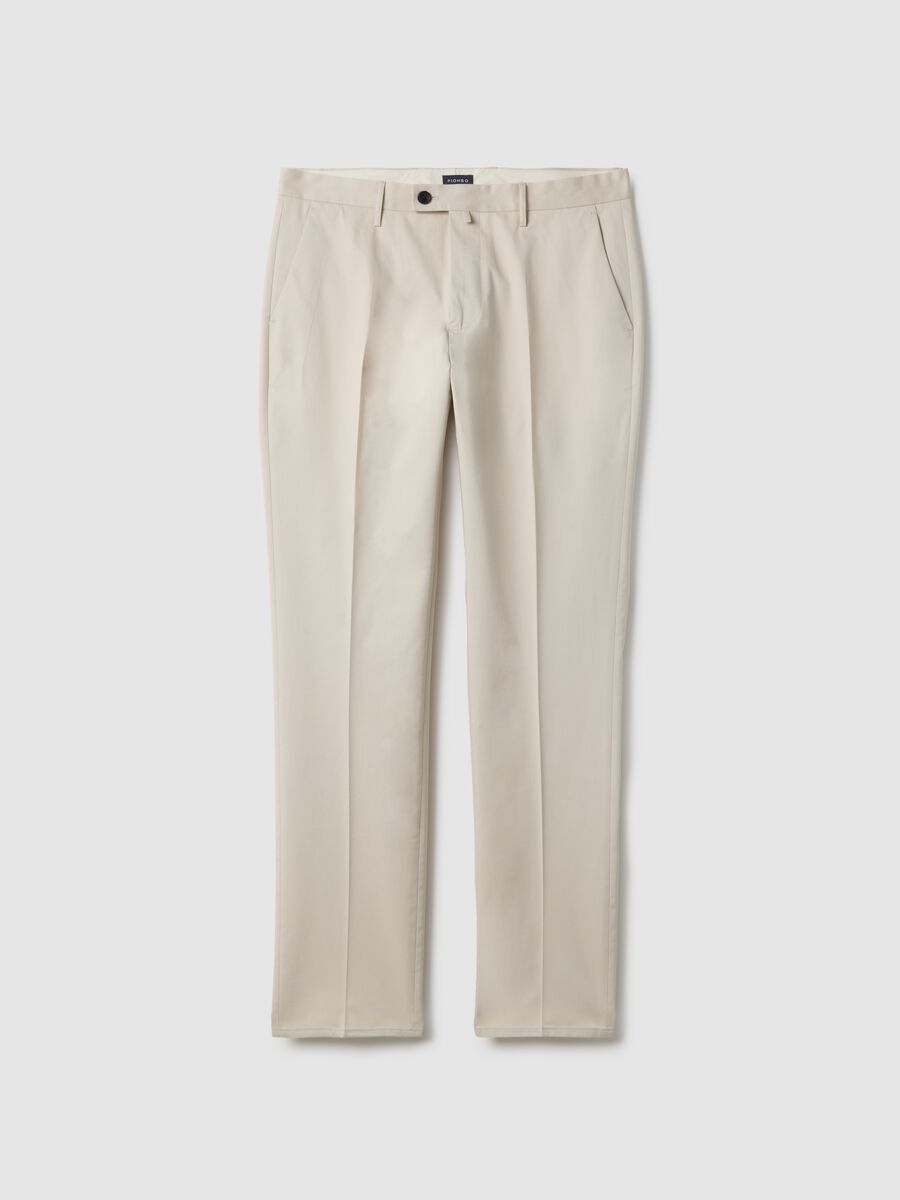 Pantaloni chino in cotone elasticizzato beige regular fit_4