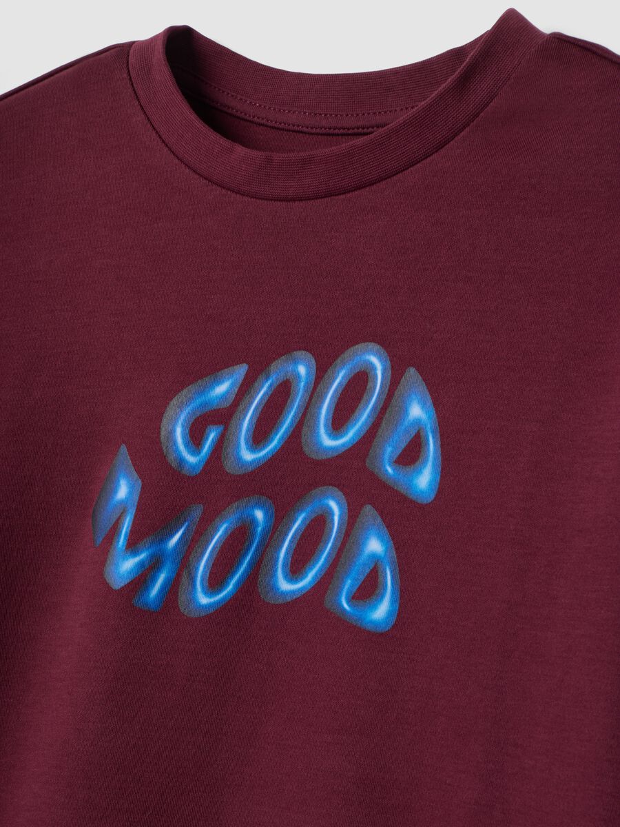 Multicoloured organic cotton pyjamas with "Good Mood" slogan for boys_2