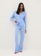Blue viscose pyjamas in regular fit with floral pattern_0