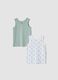 2-pack of green and white organic cotton racer vests with print_0
