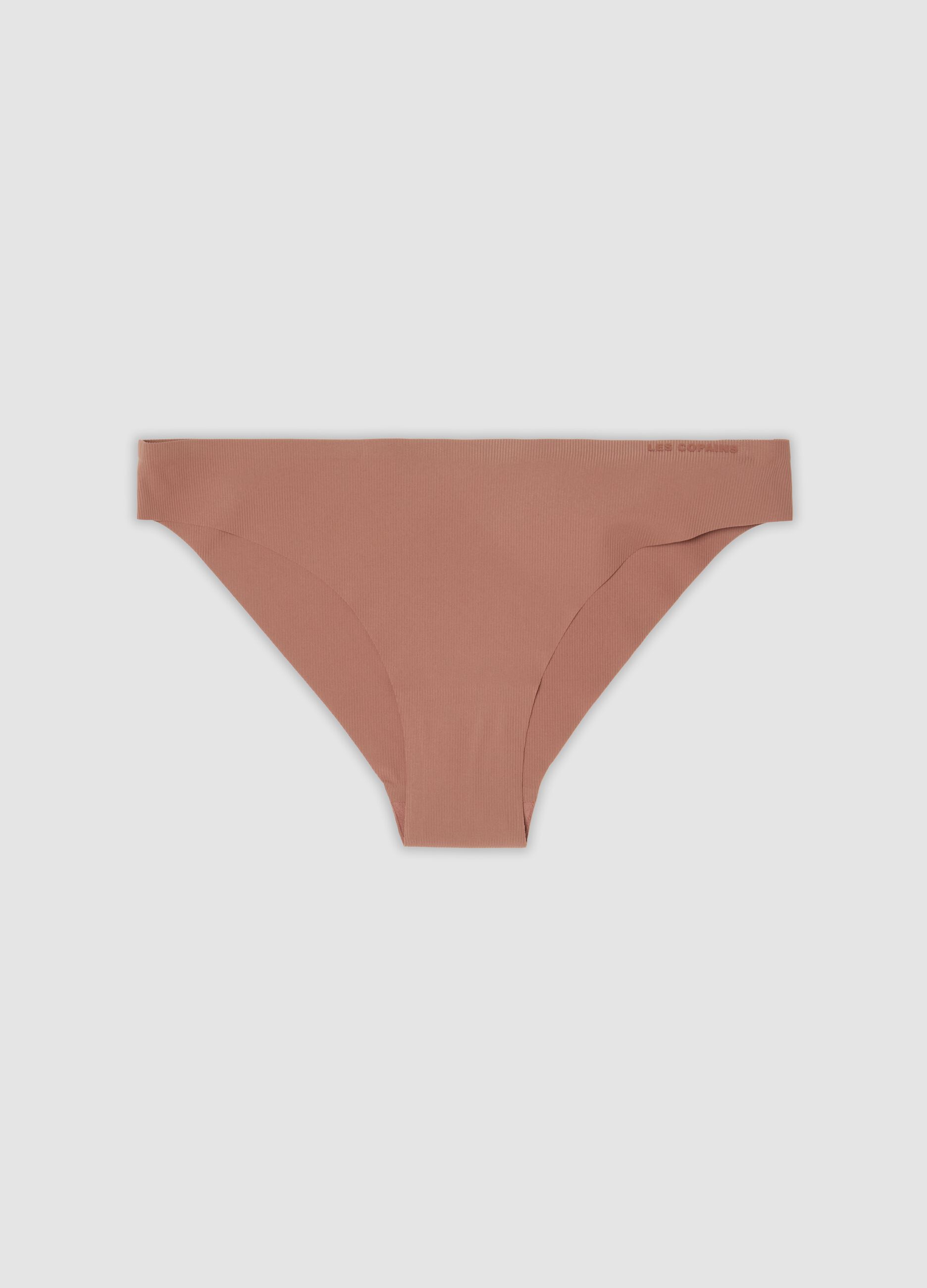 Brown ribbed stretch microfibre briefs