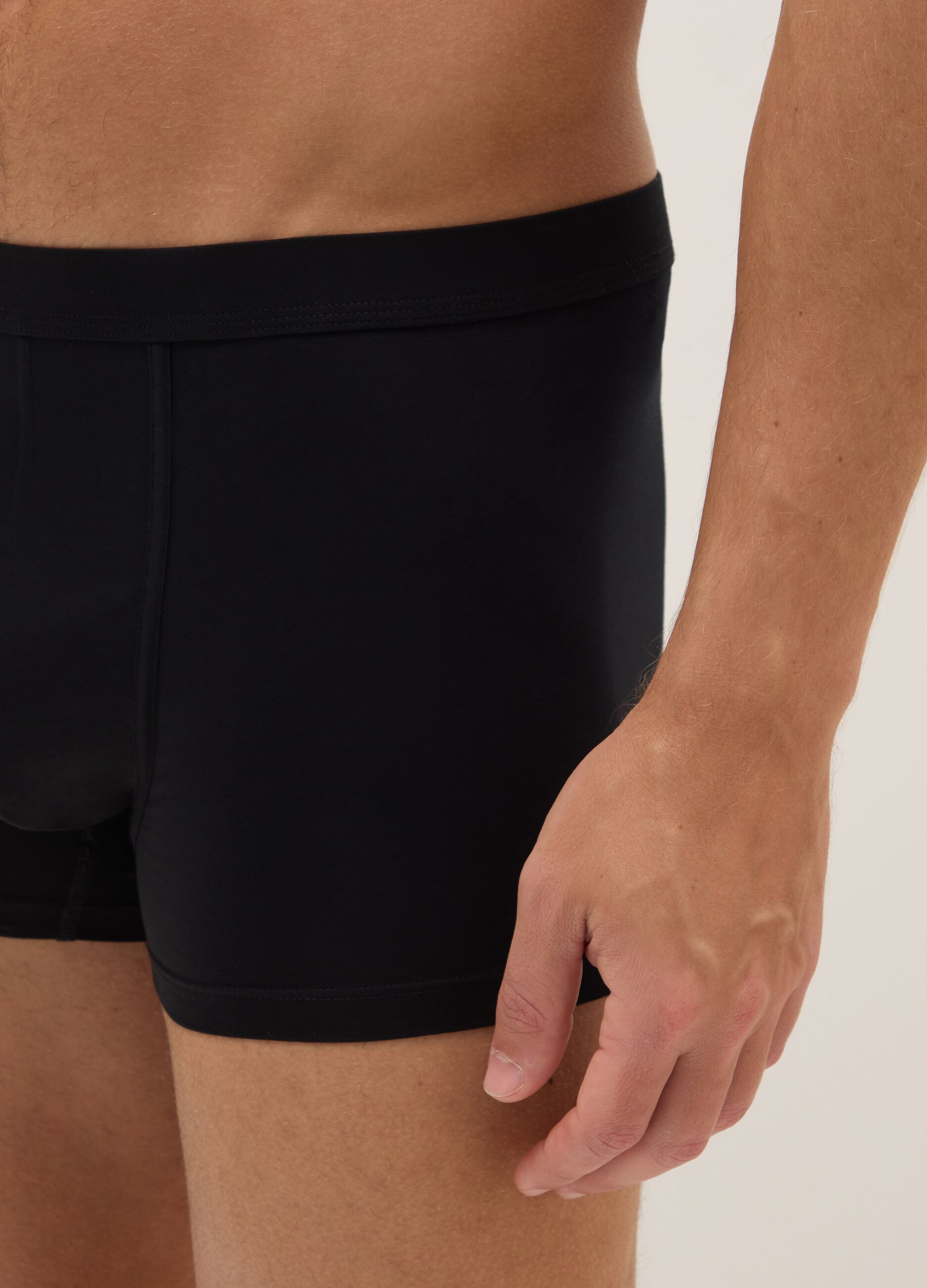 Two-pack regular fit stretch cotton black boxers