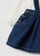 Blue and white cotton-viscose blend set with classic collar for baby girl_2