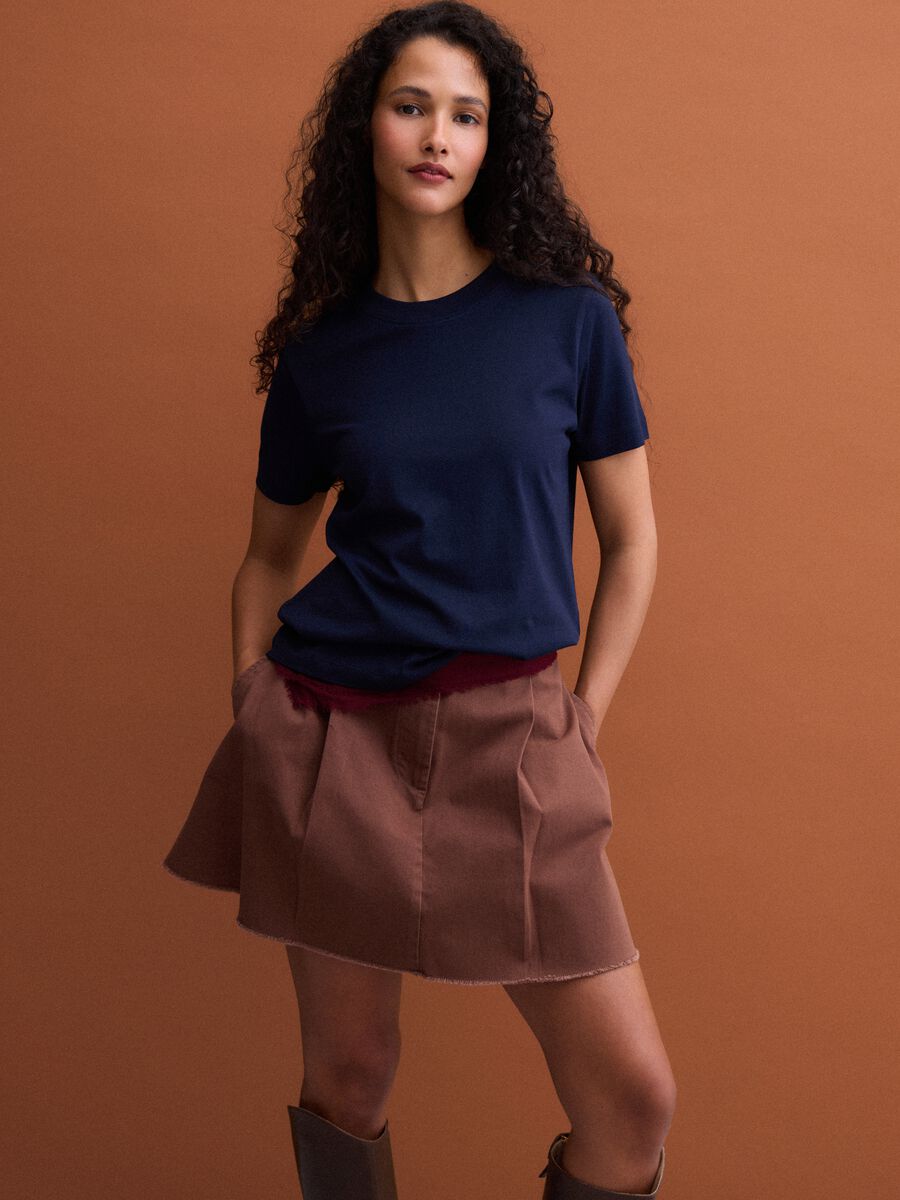 T-shirt blu in puro cotone supima a maniche corte regular fit_0