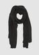 Black wool-blend scarf with fringed edges_0