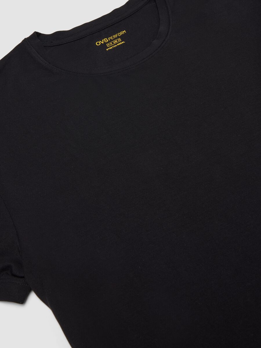 Black stretch modal T-shirt, regular fit_5