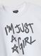 White pure cotton sweatshirt with front slogan, relaxed fit for girls_5