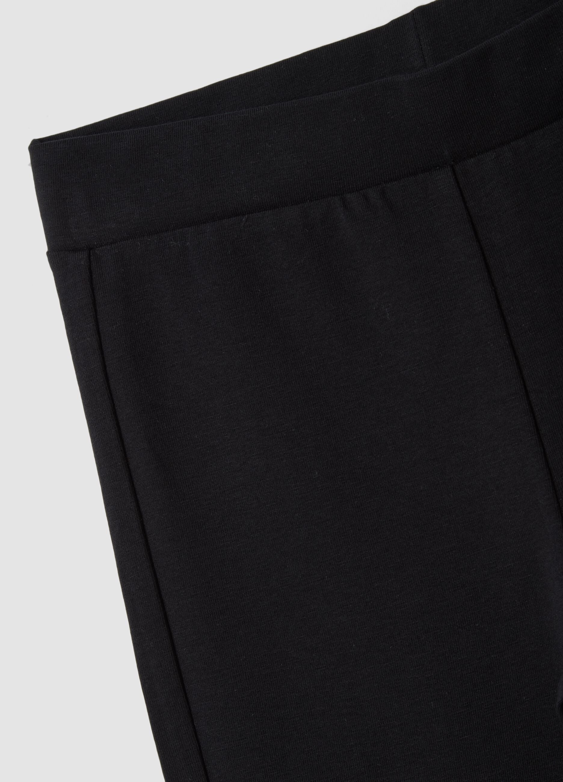 Girls' black flared leggings in stretch organic cotton