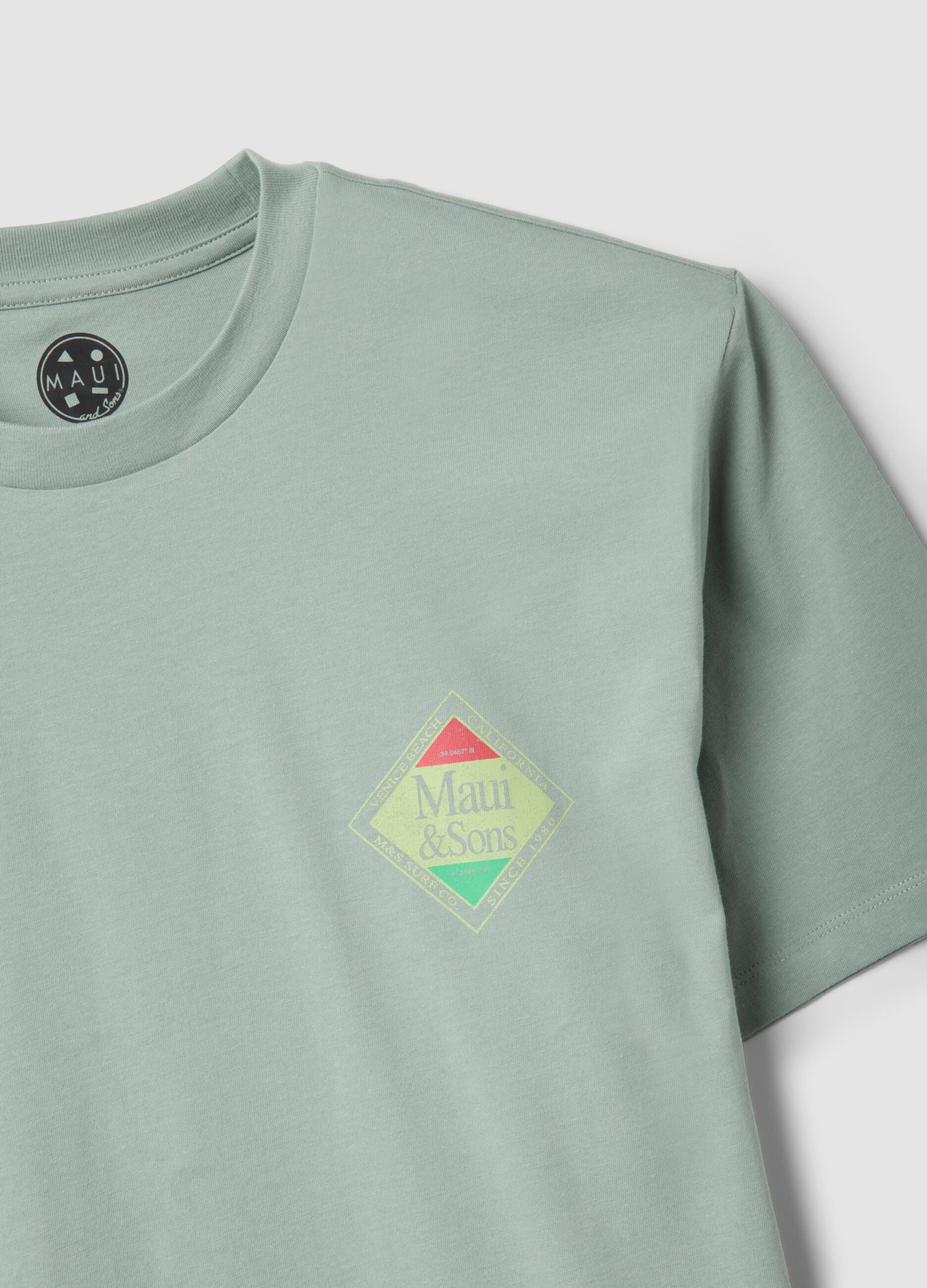Green short-sleeve pure cotton T-shirt