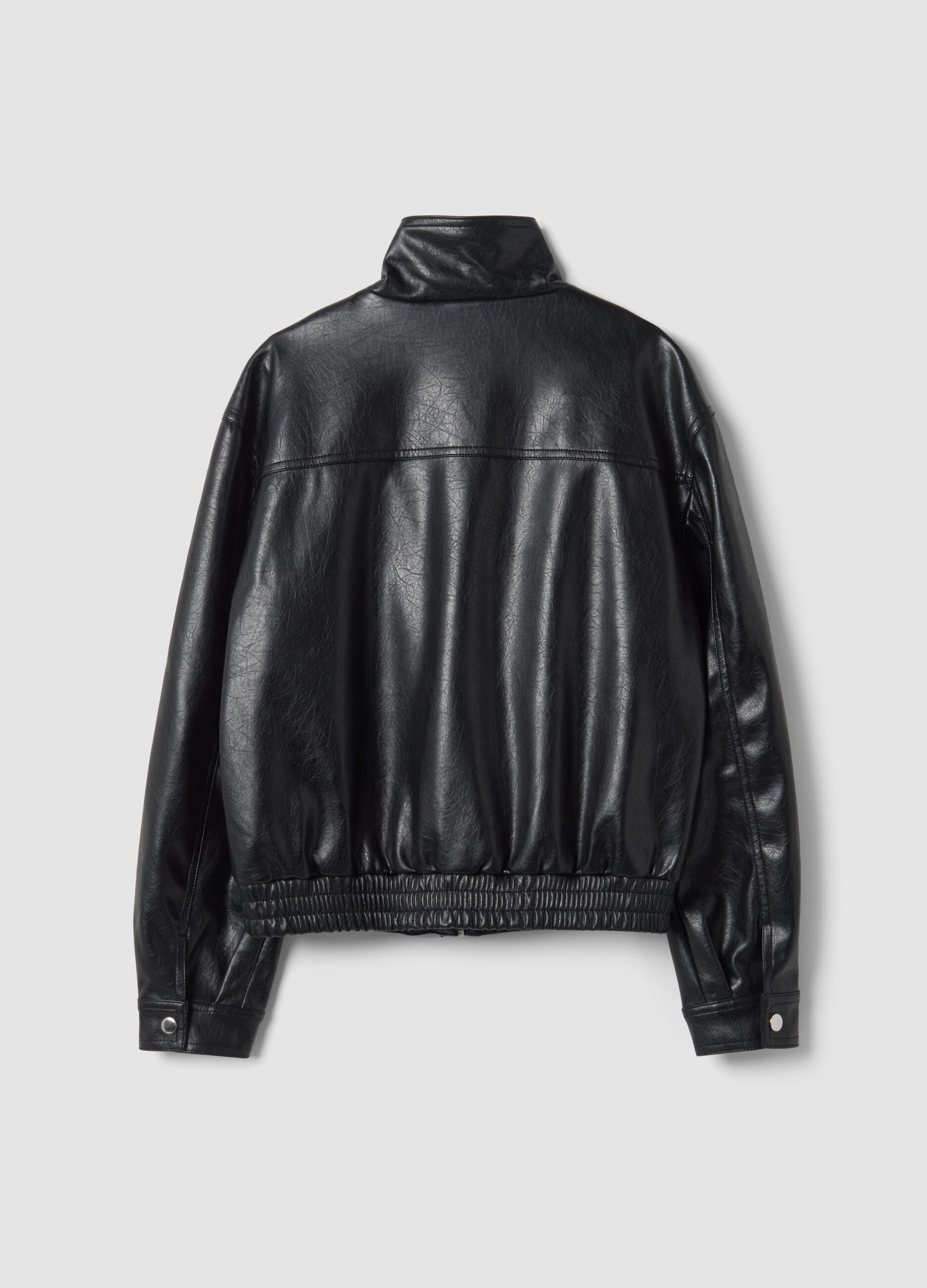 Black regular-fit jacket with zip and high collar