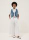 White linen and cotton blend palazzo trousers_0