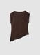 Brown stretch viscose T-shirt with draped neckline_5