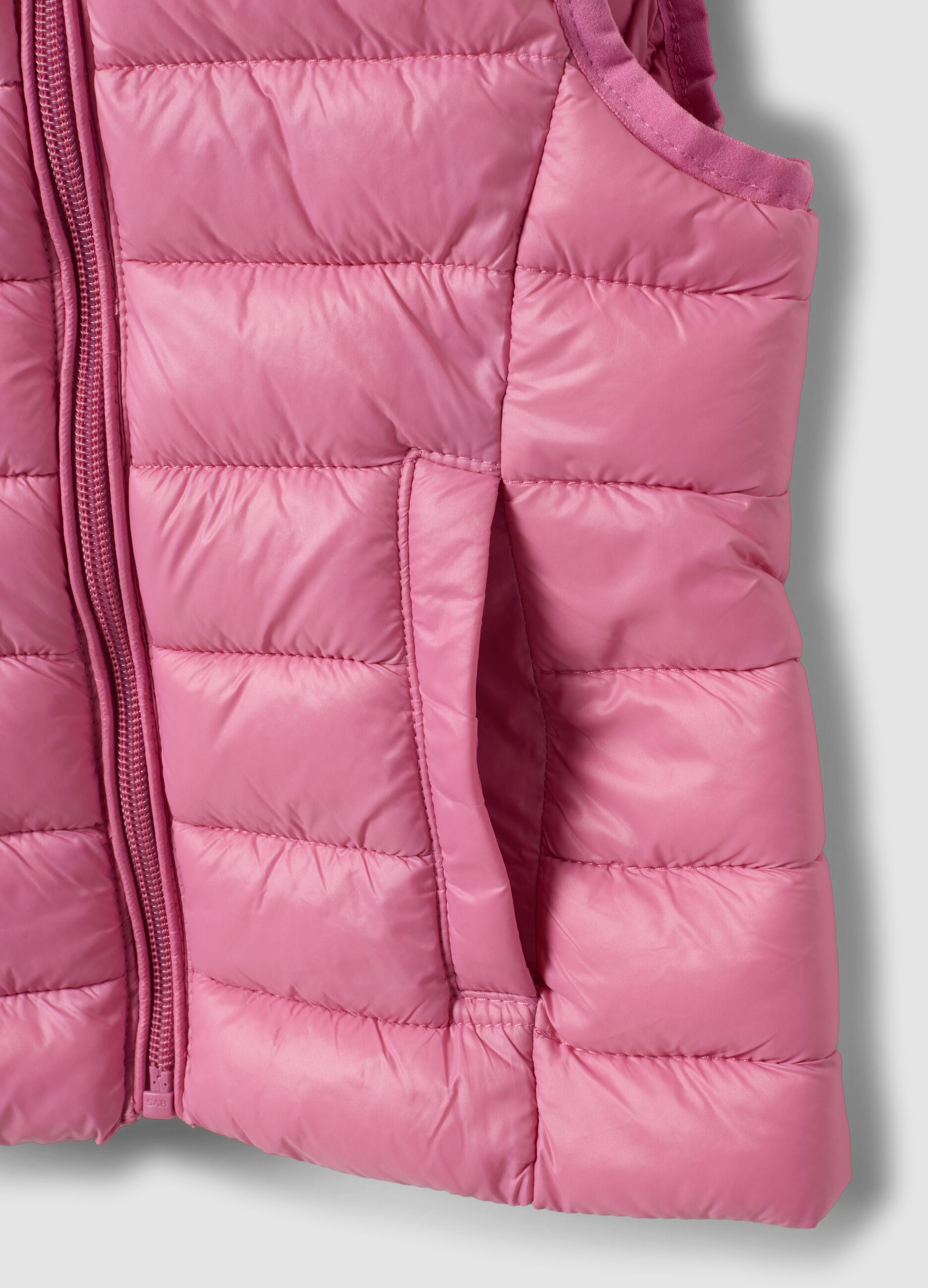 Girls&rsquo; pink padded gilet with hood and zip