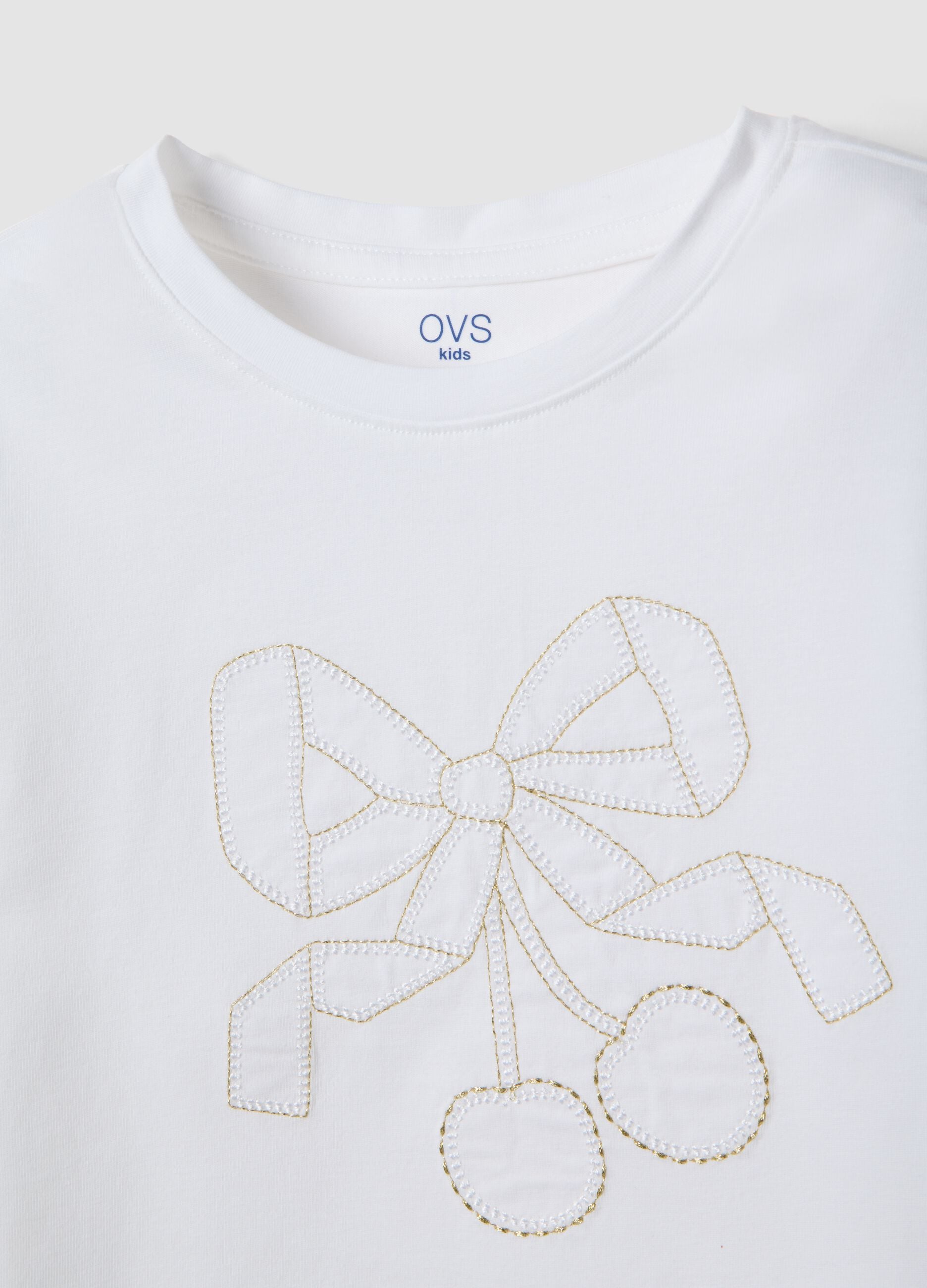White stretch cotton girl's T-shirt regular fit