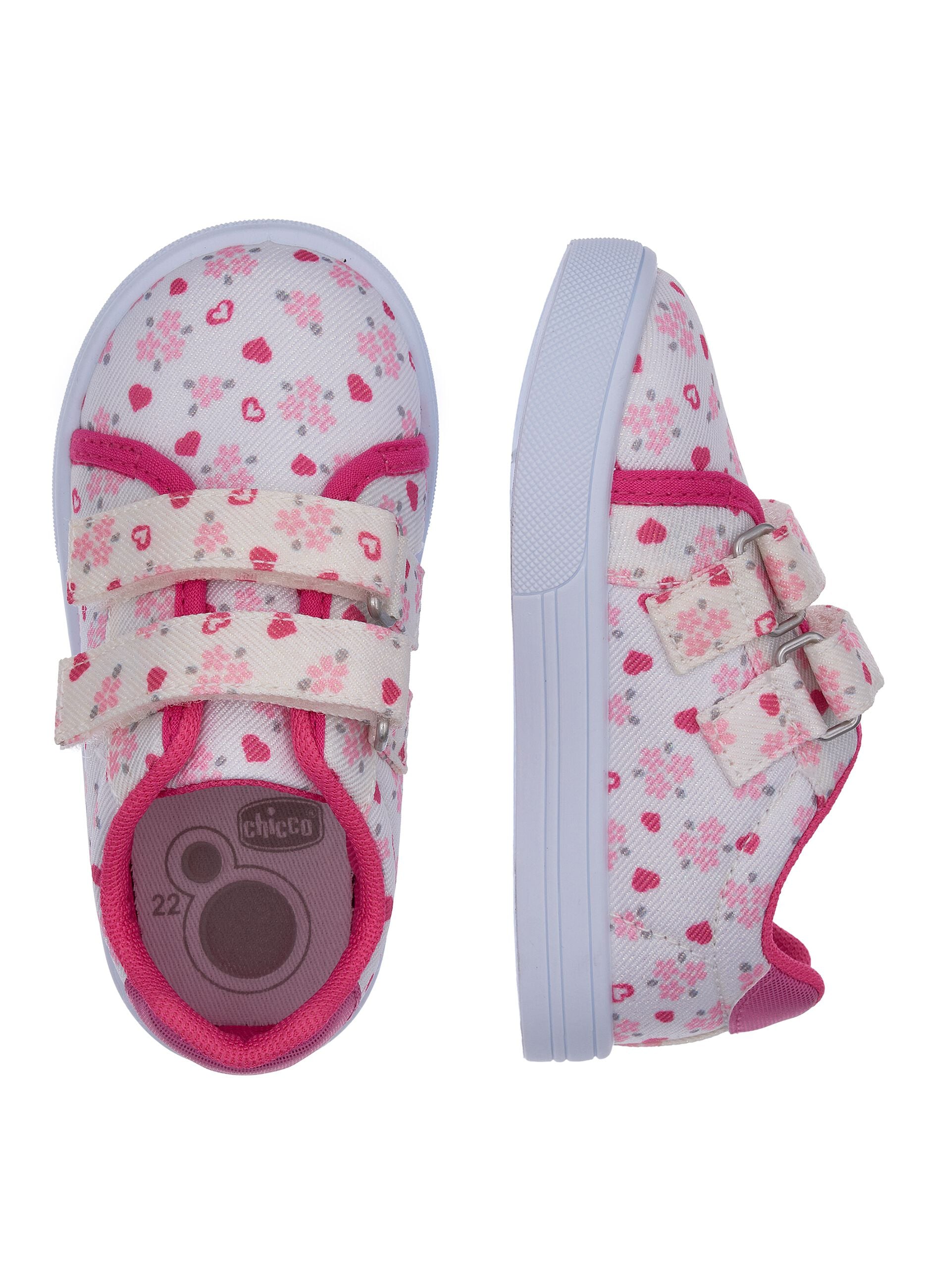 Multicoloured girls' sneakers with velcro closure and floral pattern