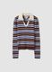Multicolour striped viscose-blend fitted polo-collar knit_4