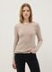Beige regular fit stretchy cotton long sleeve top_0