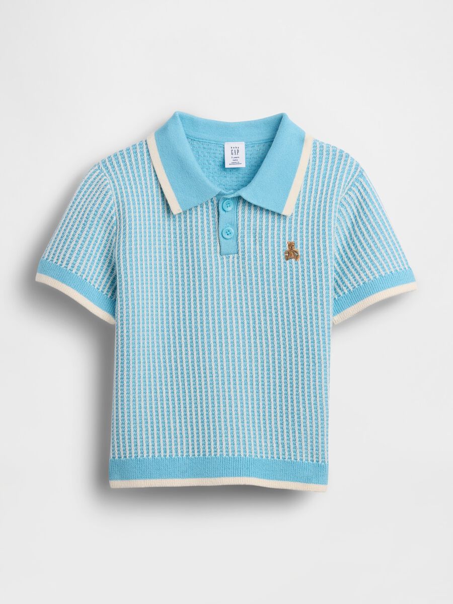 Polo in puro cotone a maniche corte con lavorazione crochet_1