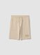 Beige pure cotton jogger shorts for boys with elasticated waist_3