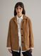 Brown genuine leather regular fit blazer with buttons_2