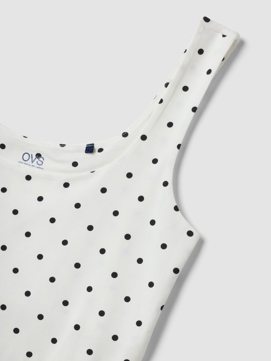 White fitted stretch cotton polka-dot top_6