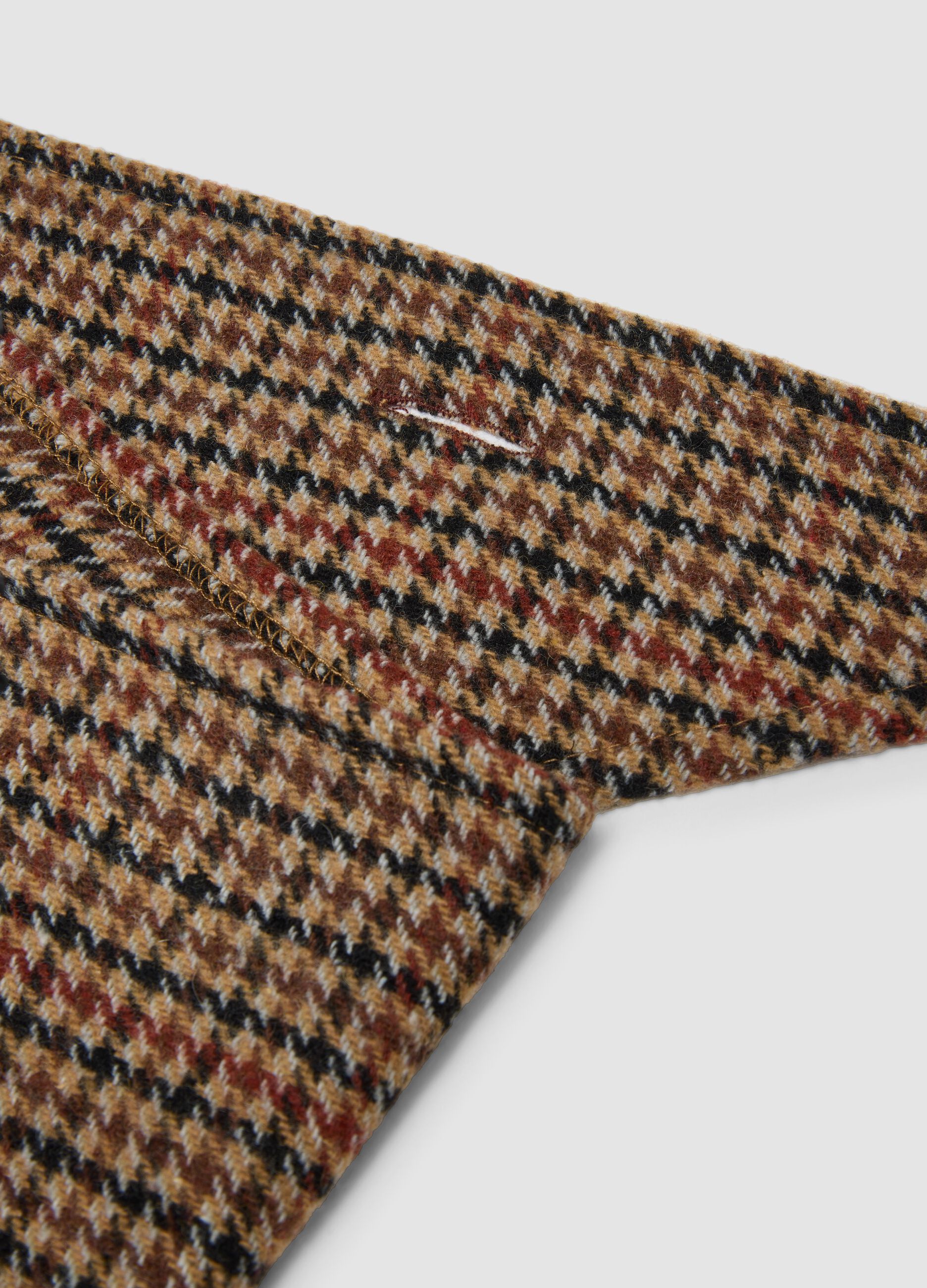 Brown patterned wool and viscose blend scarf