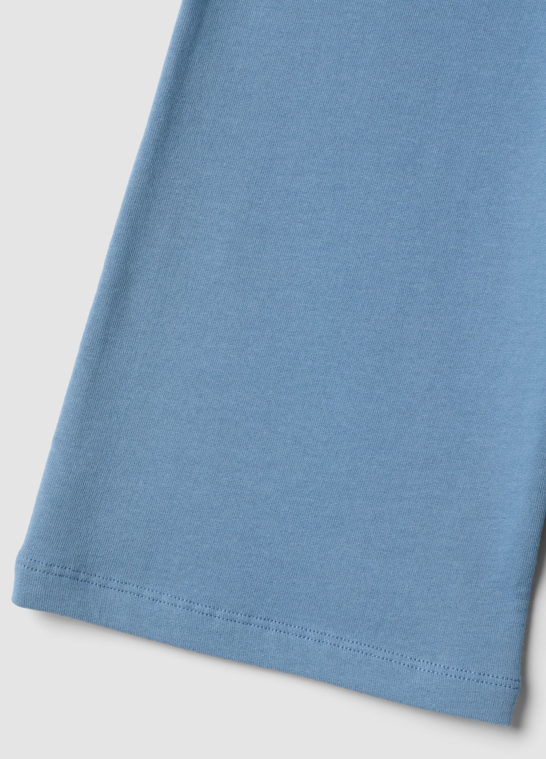 Light blue pure cotton trousers with elasticated waist, regular fit
