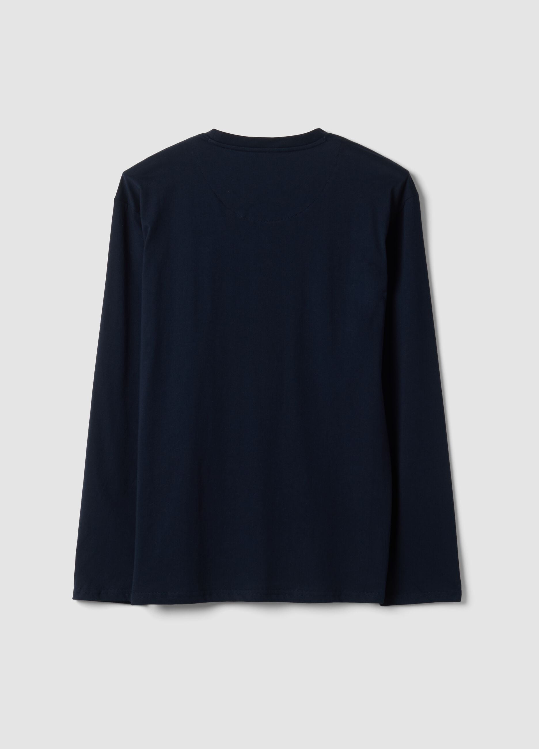 Blue organic cotton pyjama top with crew neck