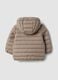 Beige ultralight quilted hooded jacket for boys_1