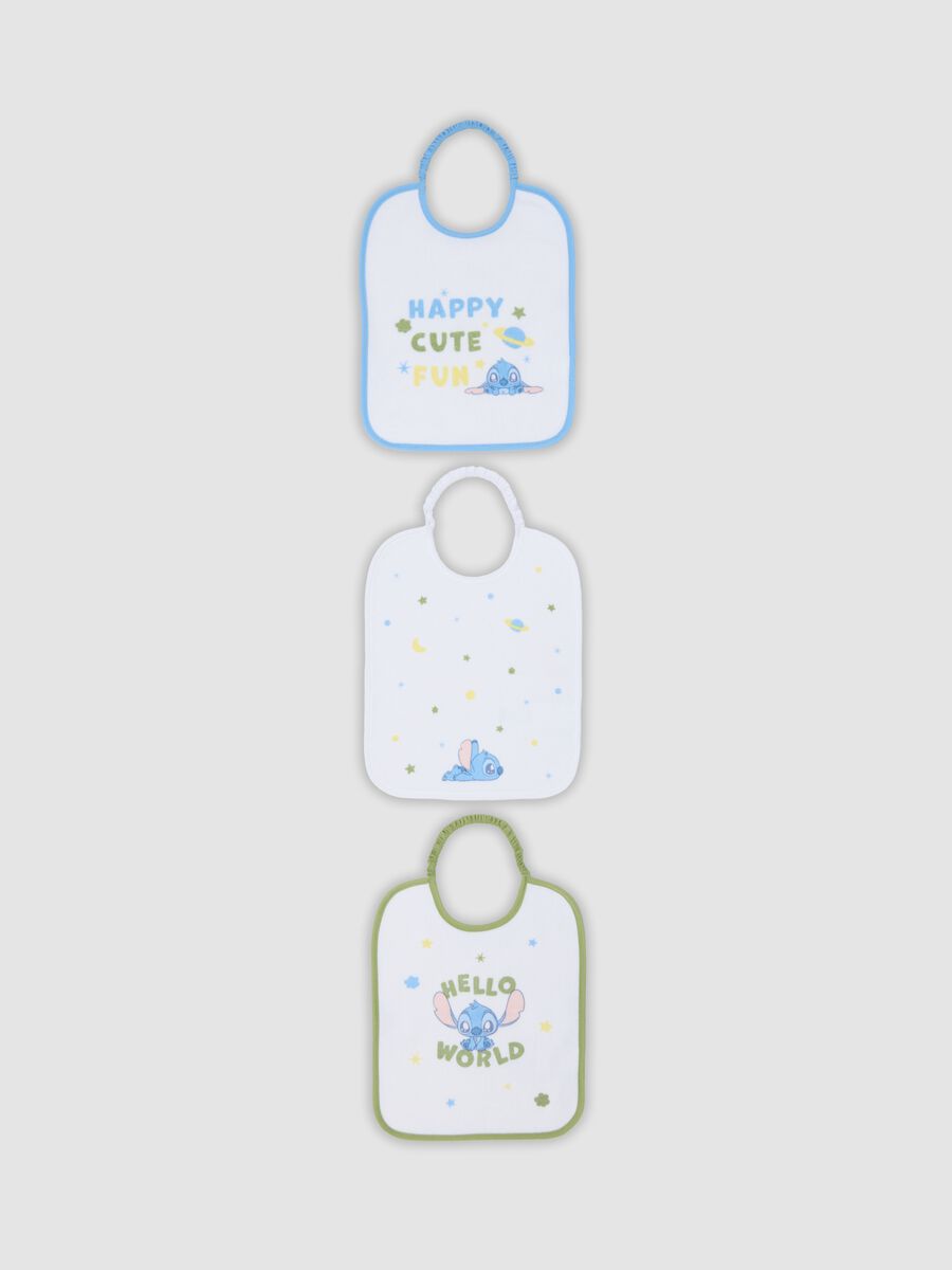 3-pack of white organic cotton-blend bibs with Lilo & Stitch prints_0