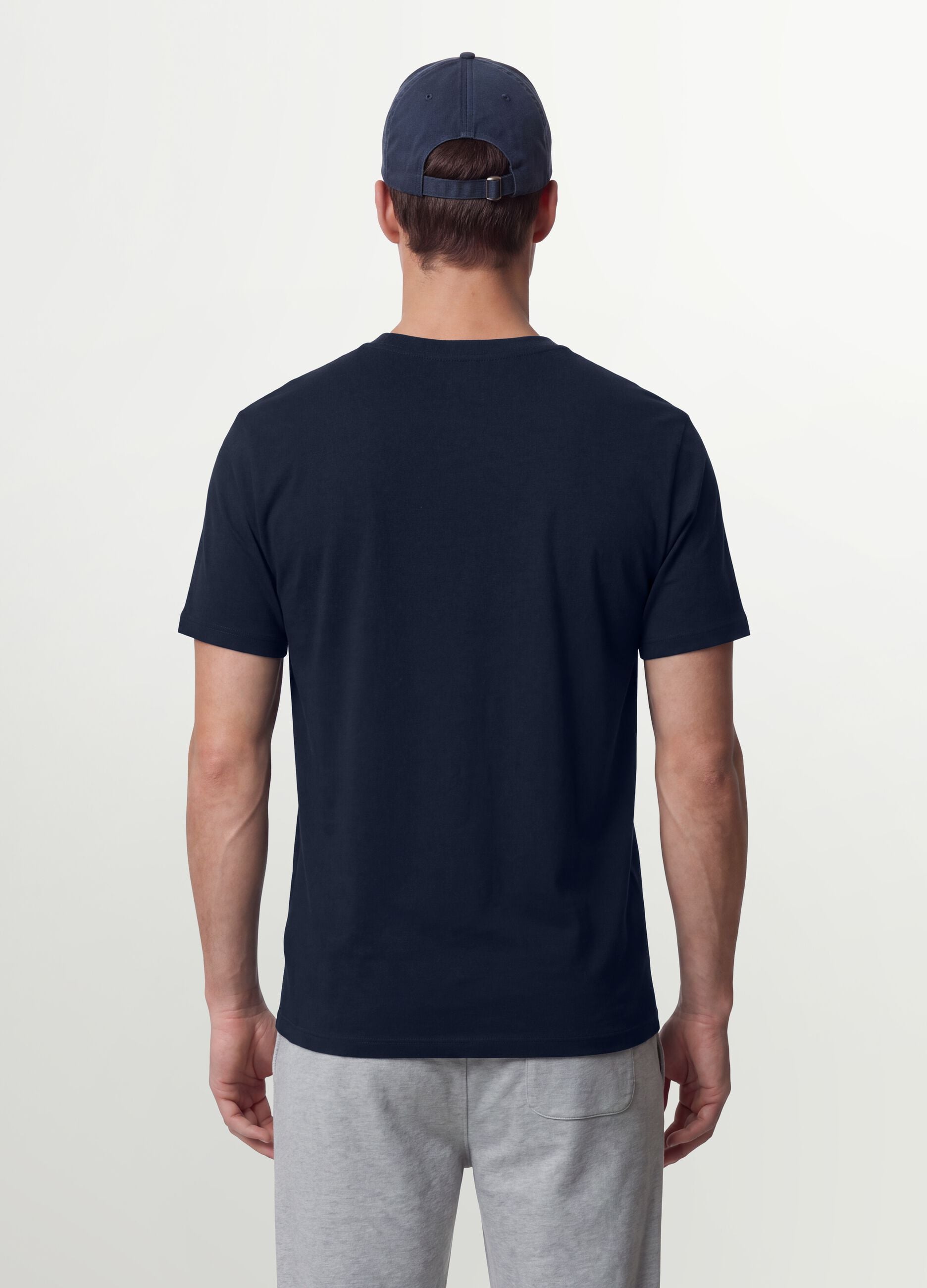 Men&rsquo;s blue organic cotton slim-fit short-sleeve T-shirt
