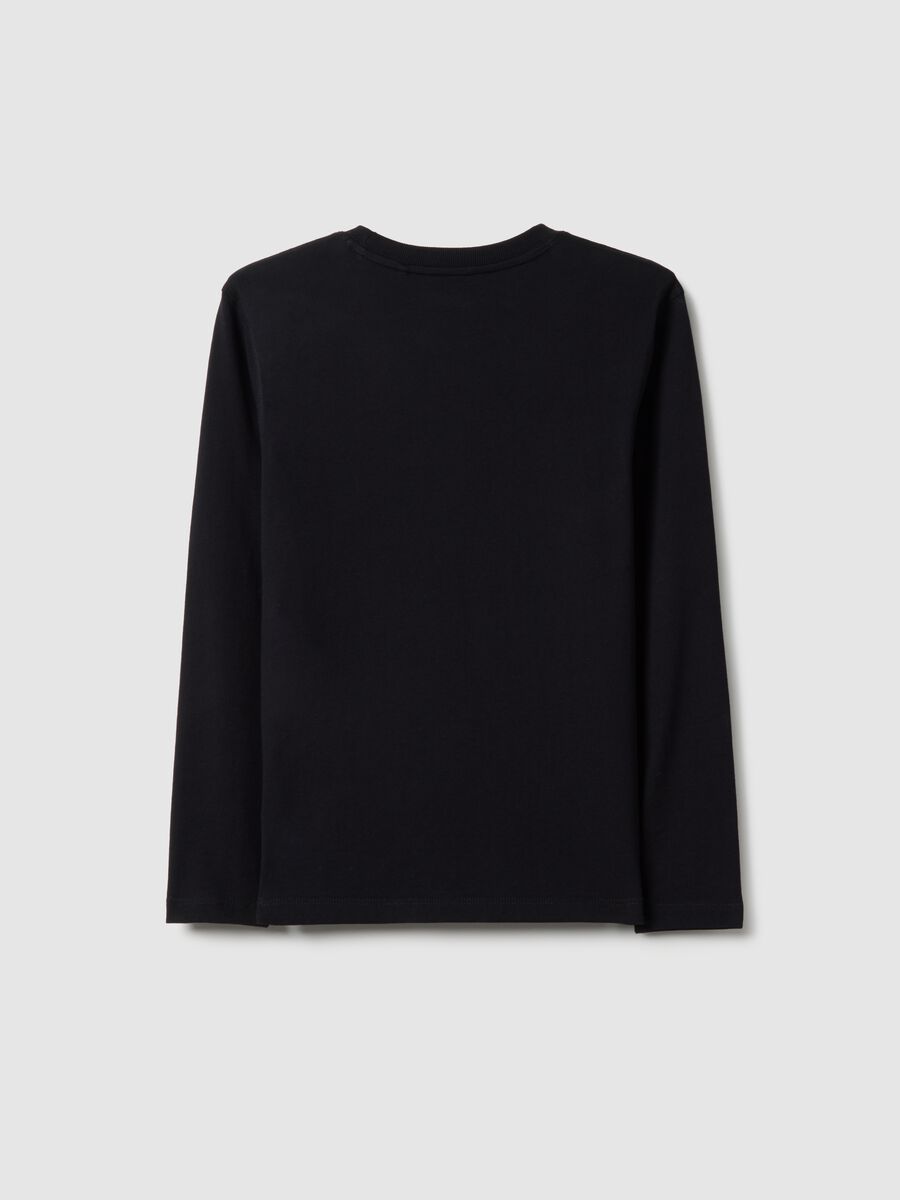 T-shirt in puro cotone nero da ragazzo regular fit con stampa_4