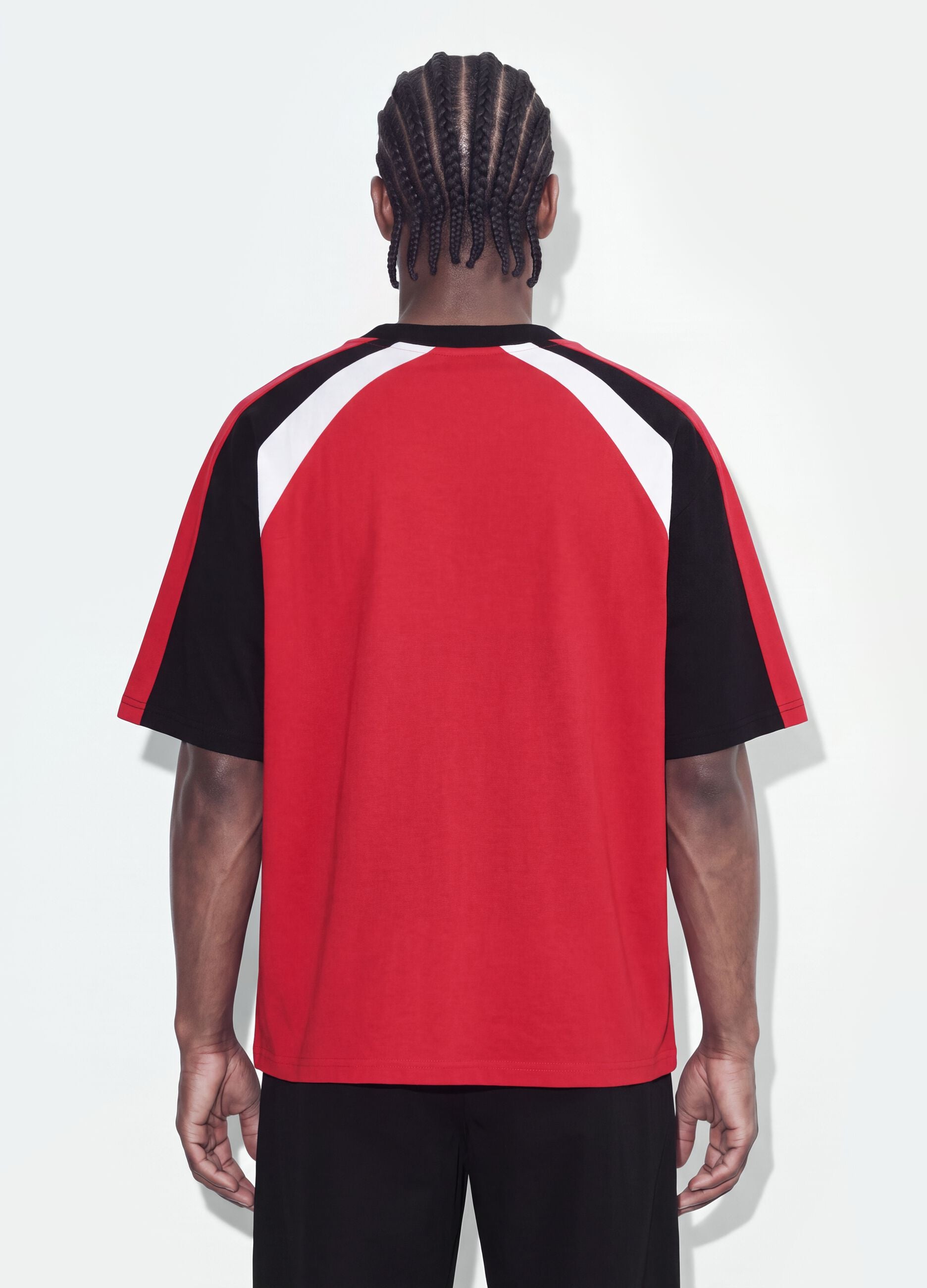 Red pure cotton T-shirt with front print, relaxed fit