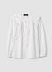 White regular fit cotton-linen blend blouse with eyelet details_4