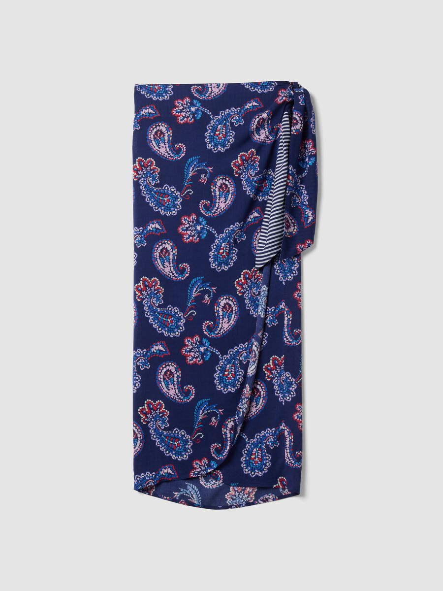 Pareo blu in pura viscosa con stampa paisley_4